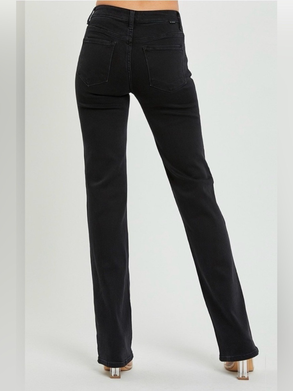 NWT Risen Mid Rise Slim Straight Black Jeans Size 28 - Picture 3 of 5
